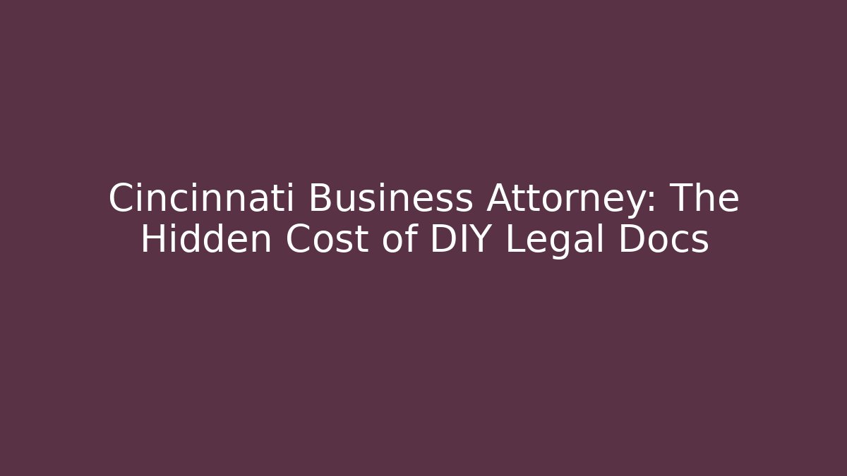 Cincinnati Business Attorney: The Hidden Cost of DIY Legal Docs