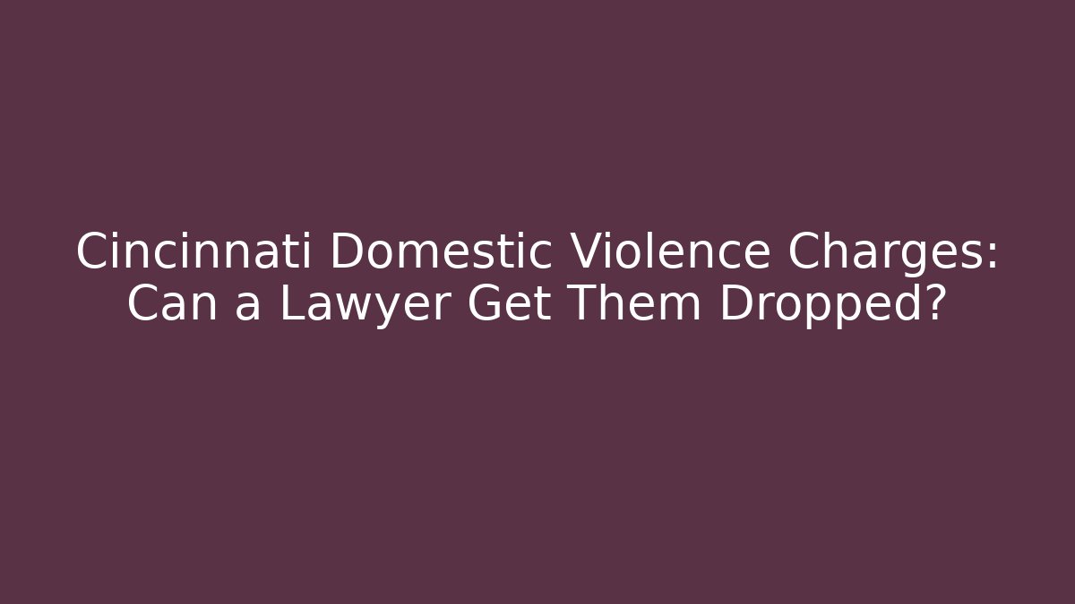 Cincinnati Domestic Violence Charges: Can a Lawyer Get Them Dropped?