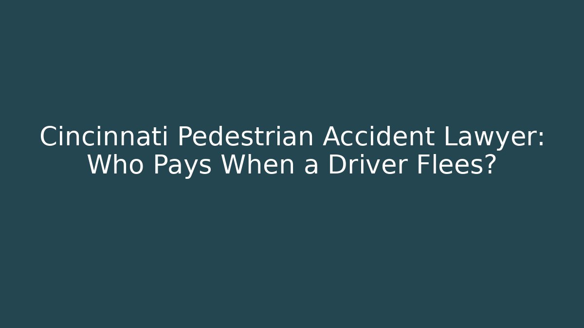 Cincinnati Pedestrian Accident Lawyer: Who Pays When a Driver Flees?