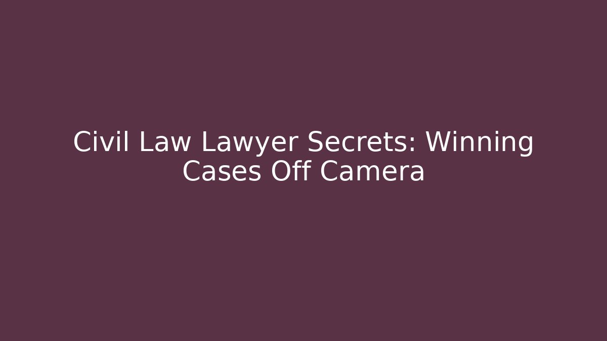 Civil Law Lawyer Secrets: Winning Cases Off Camera