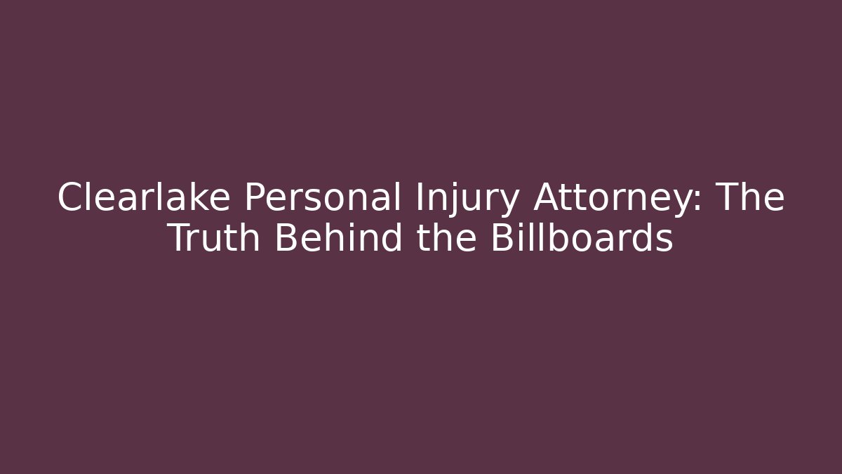 Clearlake Personal Injury Attorney: The Truth Behind the Billboards - WealthxGroup