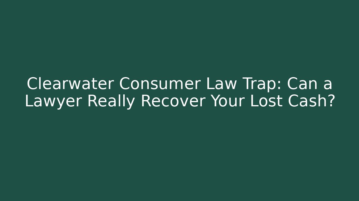 Clearwater Consumer Law Trap: Can a Lawyer Really Recover Your Lost Cash?