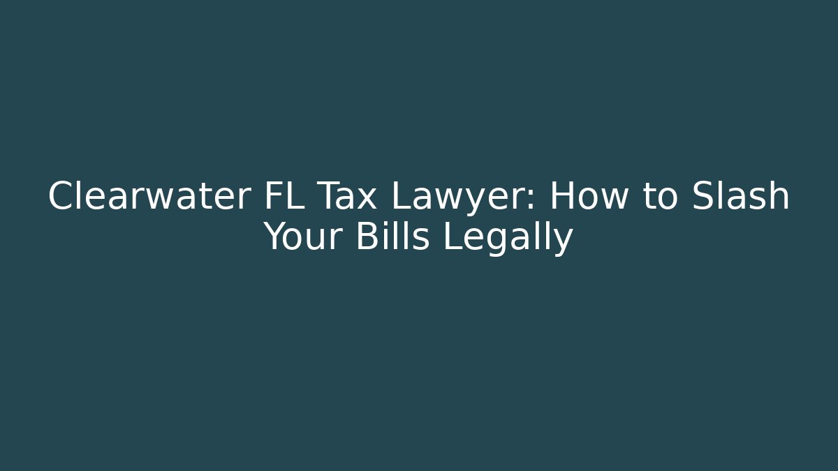 Clearwater FL Tax Lawyer: How to Slash Your Bills Legally