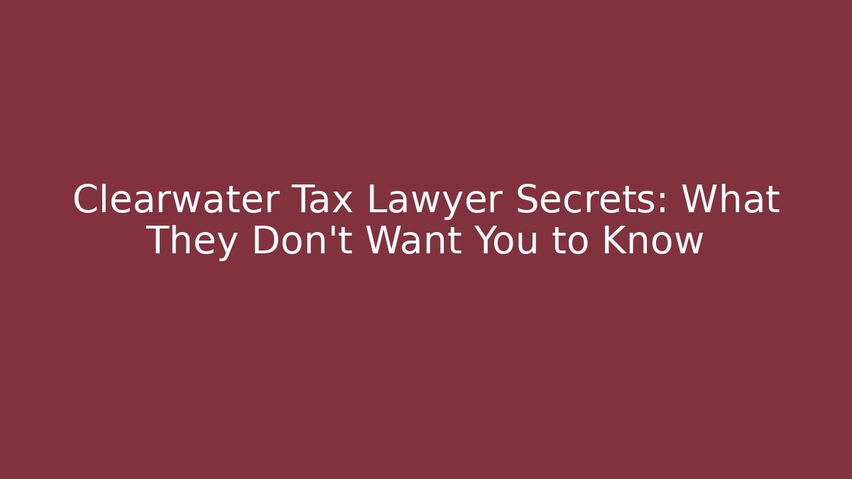 Clearwater Tax Lawyer Secrets: What They Don't Want You to Know