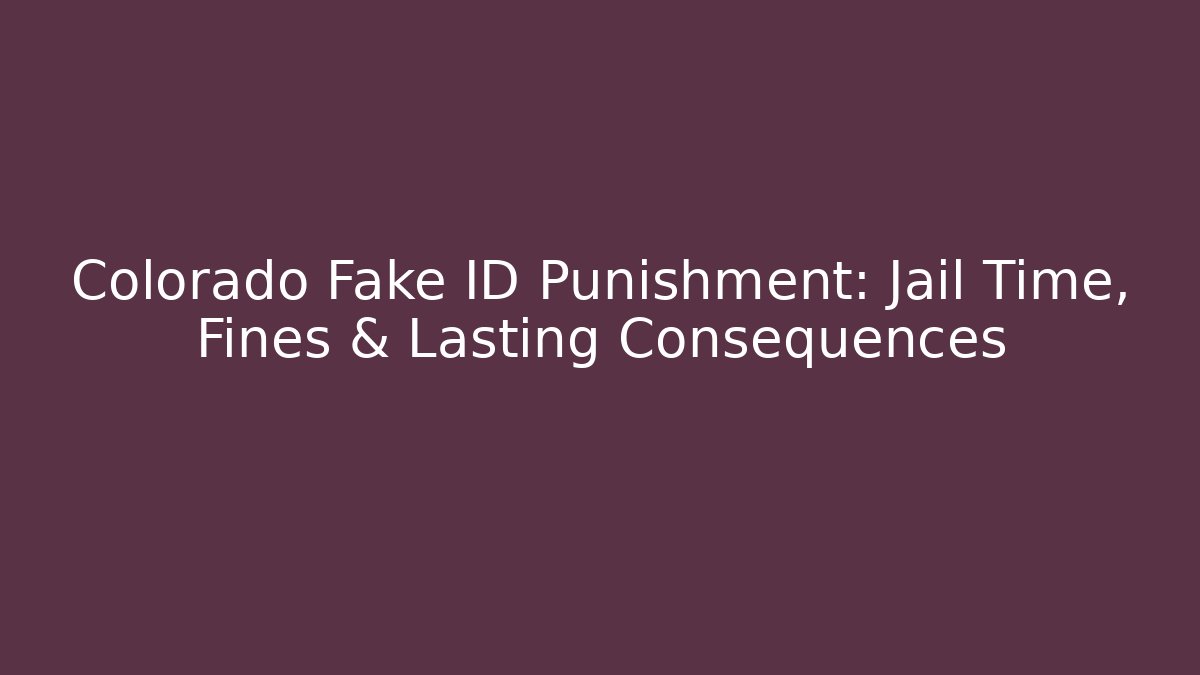 Colorado Fake ID Punishment: Jail Time, Fines & Lasting Consequences