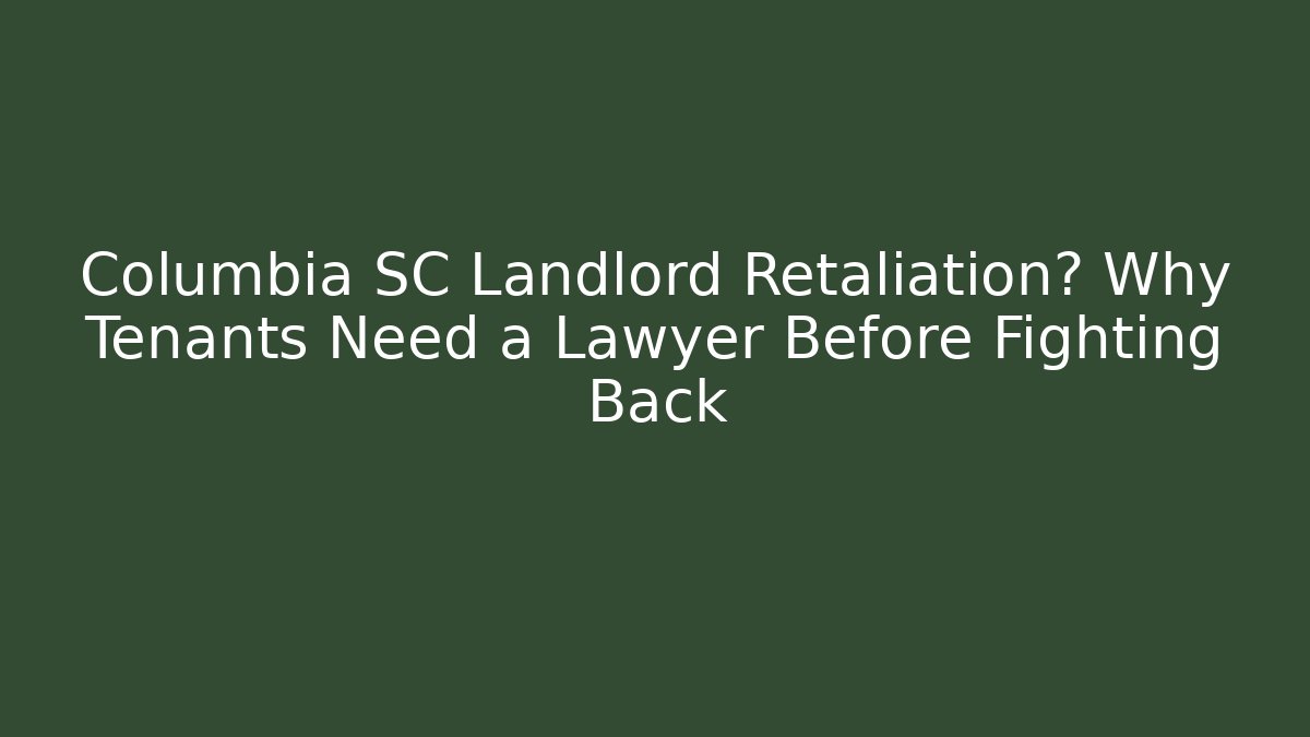 Columbia SC Landlord Retaliation? Why Tenants Need a Lawyer Before Fighting Back