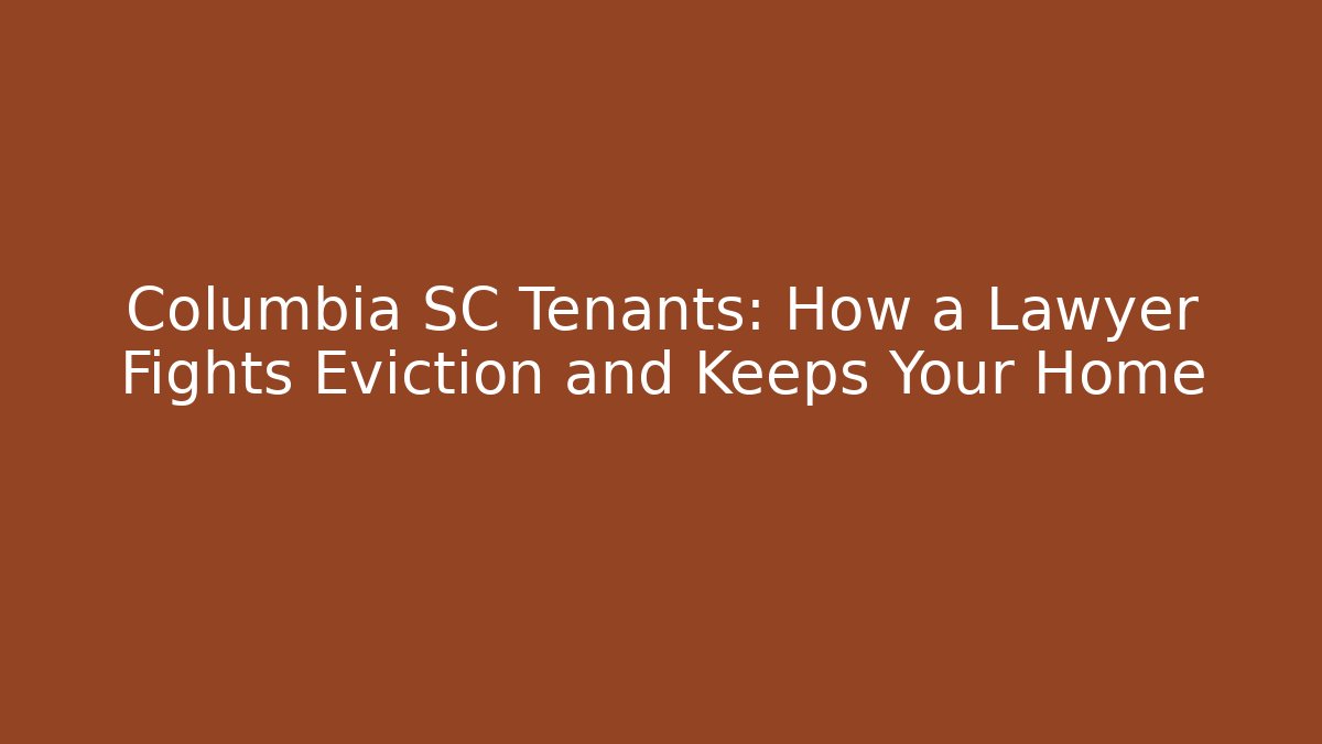 Columbia SC Tenants: How a Lawyer Fights Eviction and Keeps Your Home