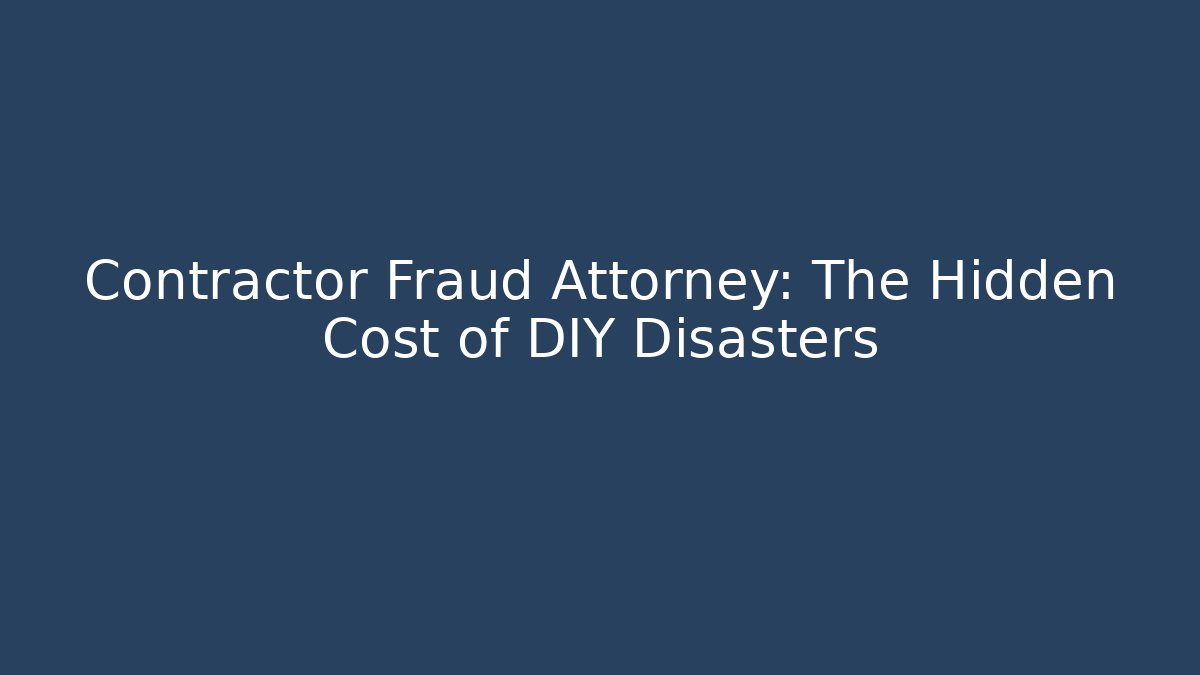 Contractor Fraud Attorney: The Hidden Cost of DIY Disasters