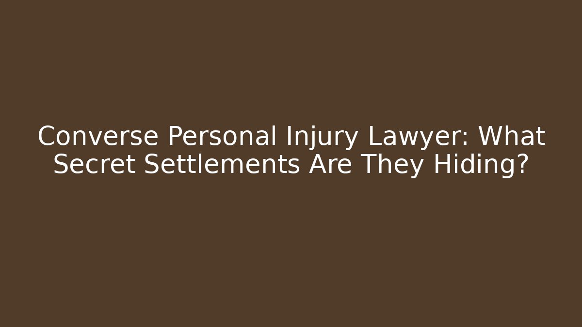 Converse Personal Injury Lawyer: What Secret Settlements Are They Hiding?