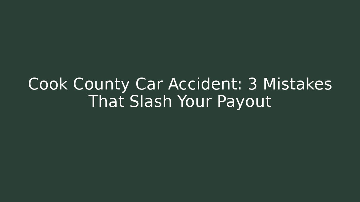 Cook County Car Accident: 3 Mistakes That Slash Your Payout