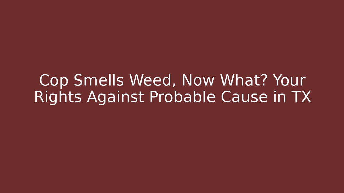 Cop Smells Weed, Now What? Your Rights Against Probable Cause in TX - WealthxGroup