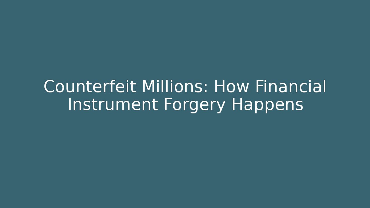 Counterfeit Millions: How Financial Instrument Forgery Happens - WealthxGroup
