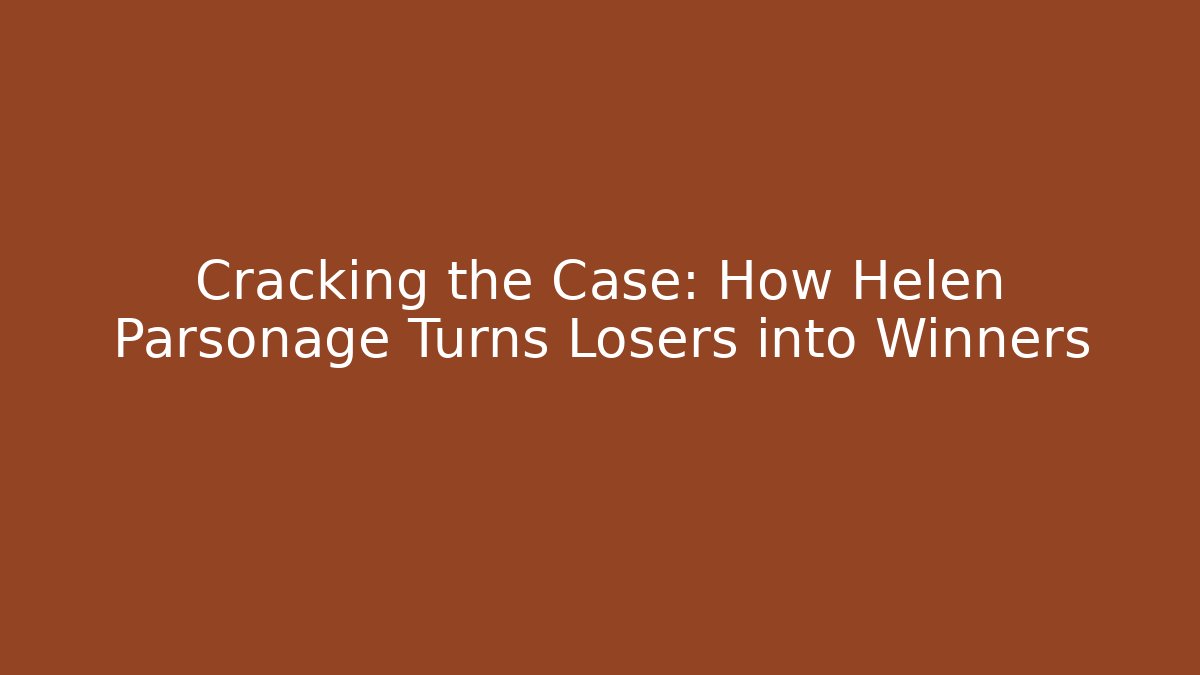 Cracking the Case: How Helen Parsonage Turns Losers into Winners - WealthxGroup