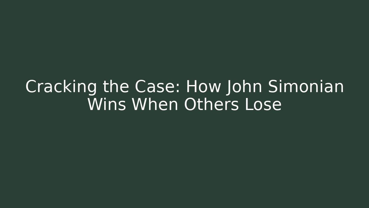 Cracking the Case: How John Simonian Wins When Others Lose