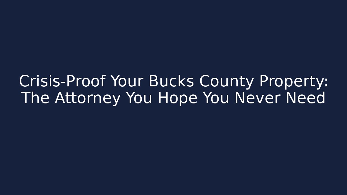 Crisis-Proof Your Bucks County Property: The Attorney You Hope You Never Need