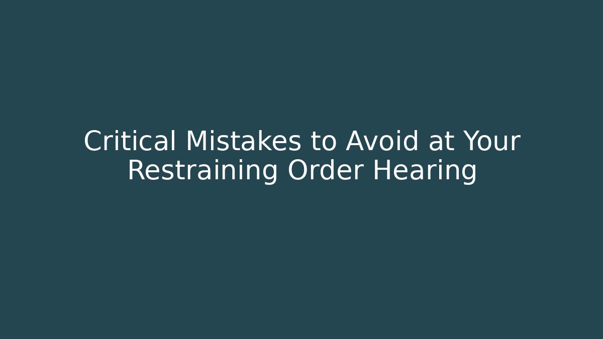 Critical Mistakes to Avoid at Your Restraining Order Hearing