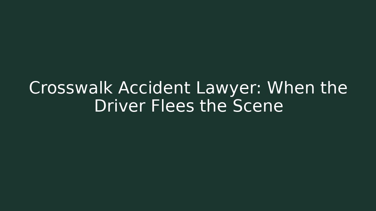 Crosswalk Accident Lawyer: When the Driver Flees the Scene