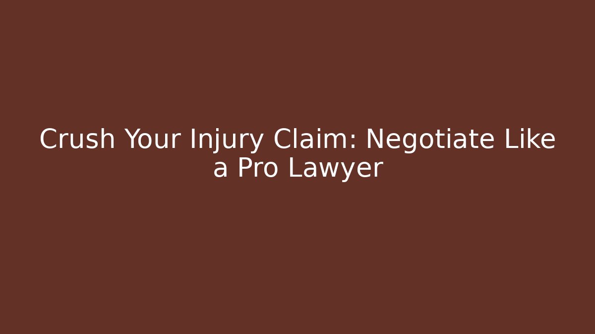 Crush Your Injury Claim: Negotiate Like a Pro Lawyer