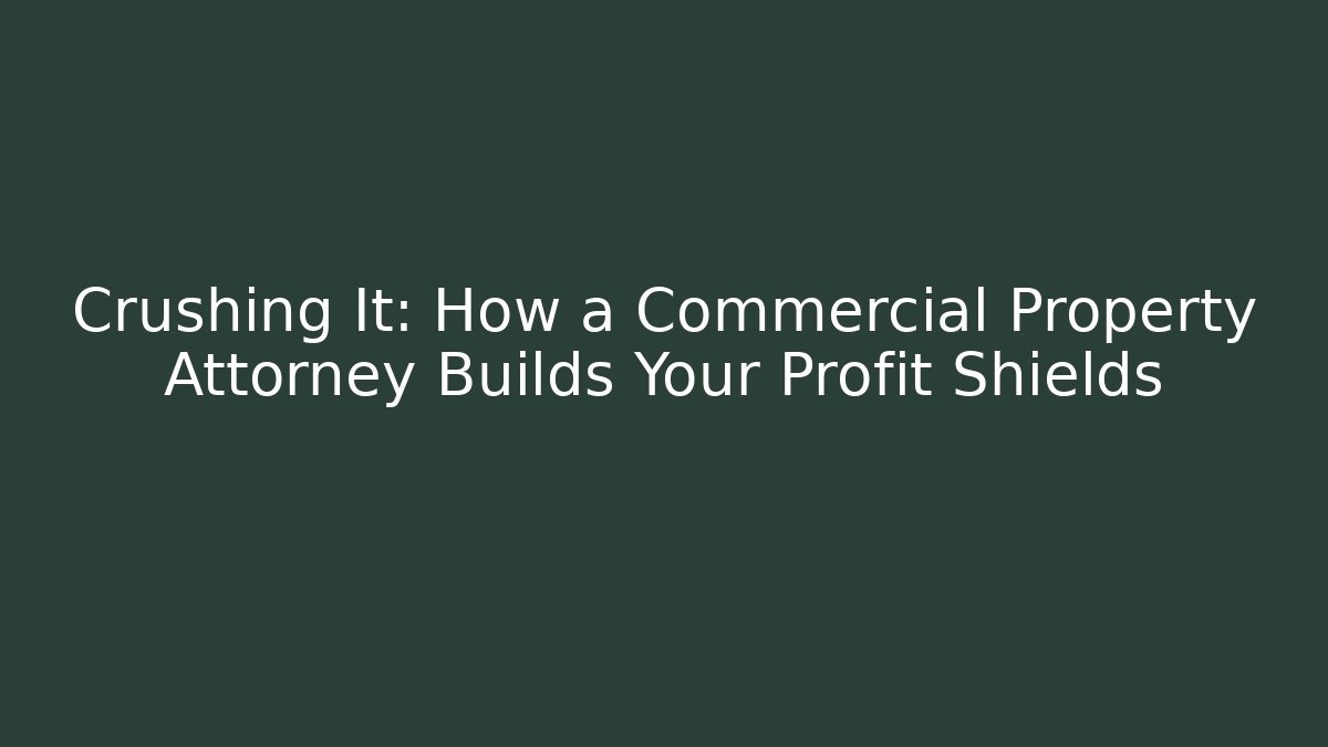 Crushing It: How a Commercial Property Attorney Builds Your Profit Shields