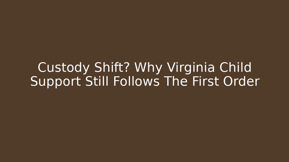 Custody Shift? Why Virginia Child Support Still Follows The First Order