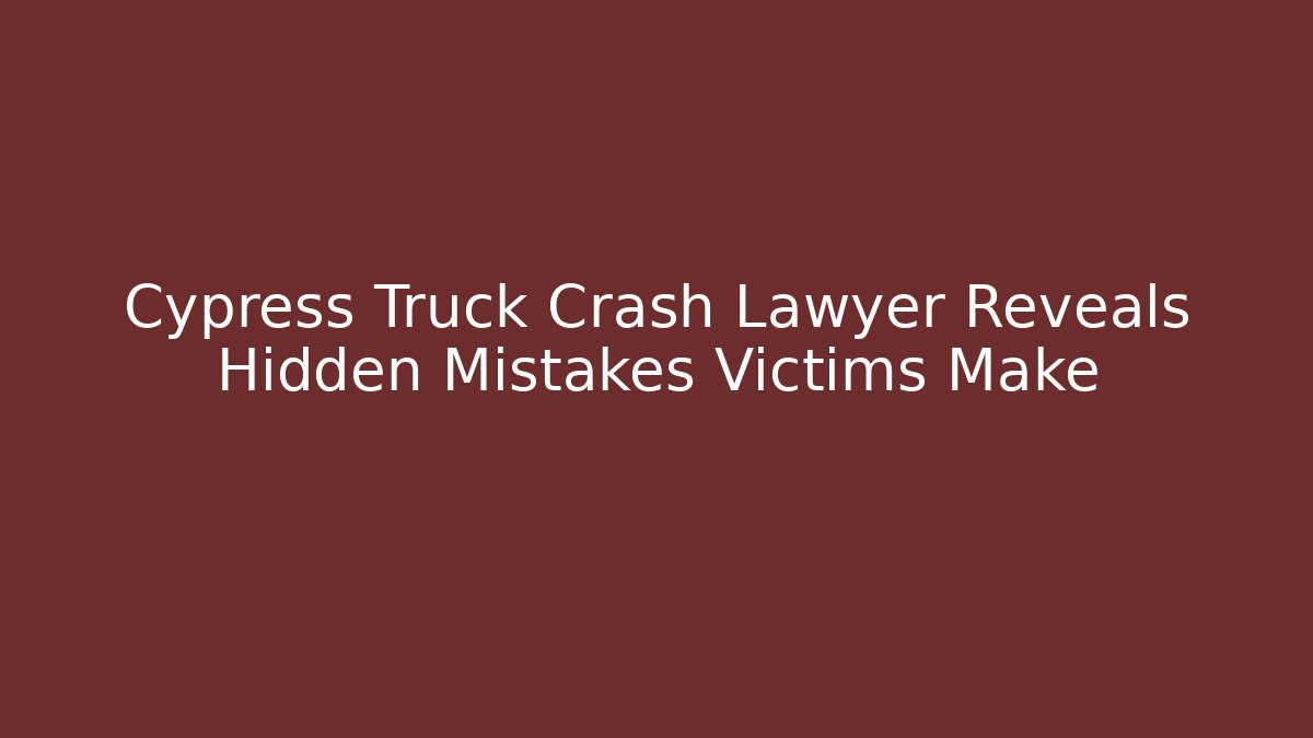 Cypress Truck Crash Lawyer Reveals Hidden Mistakes Victims Make