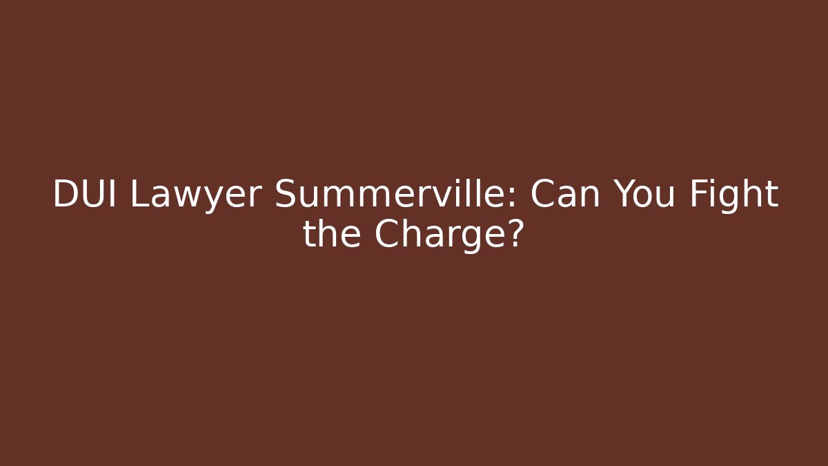 DUI Lawyer Summerville: Can You Fight the Charge? - WealthxGroup