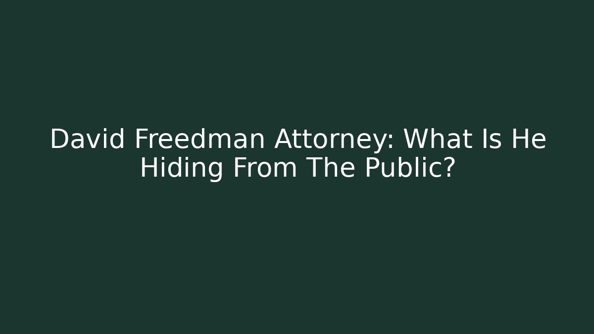 David Freedman Attorney: What Is He Hiding From The Public?
