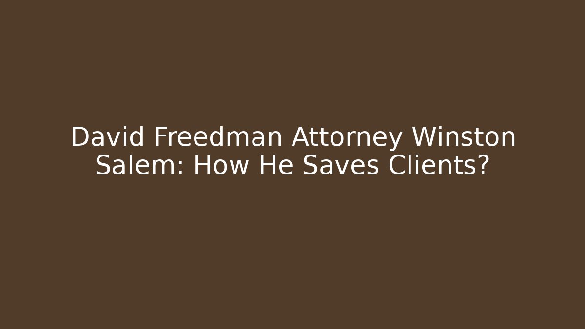 David Freedman Attorney Winston Salem: How He Saves Clients?