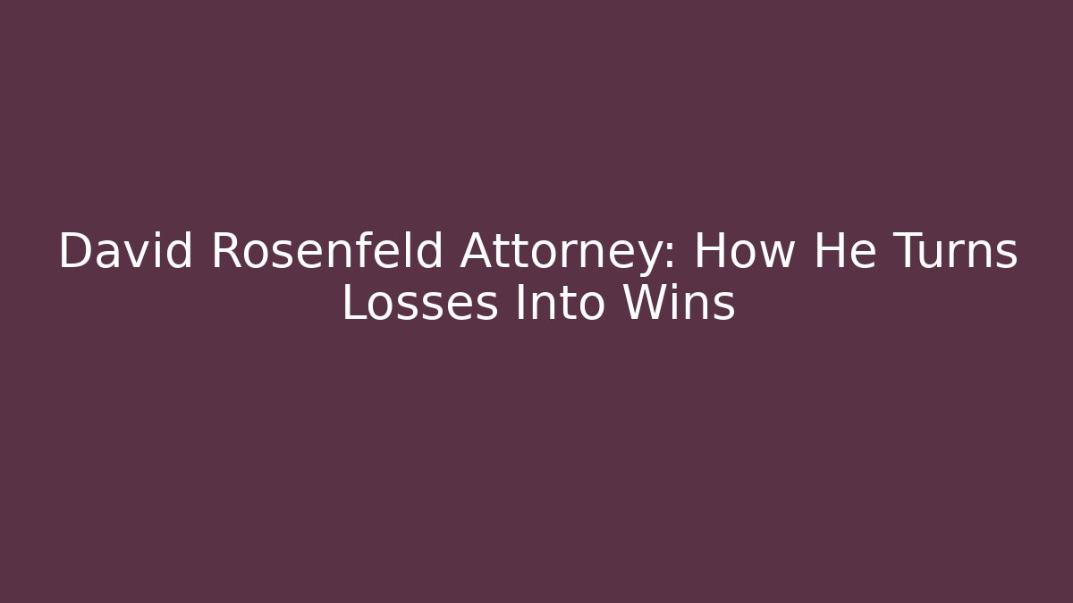 David Rosenfeld Attorney: How He Turns Losses Into Wins