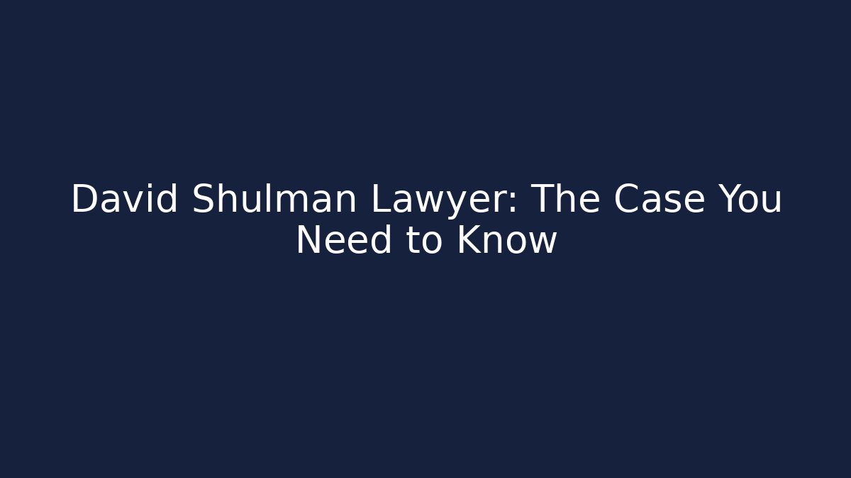 David Shulman Lawyer: The Case You Need to Know