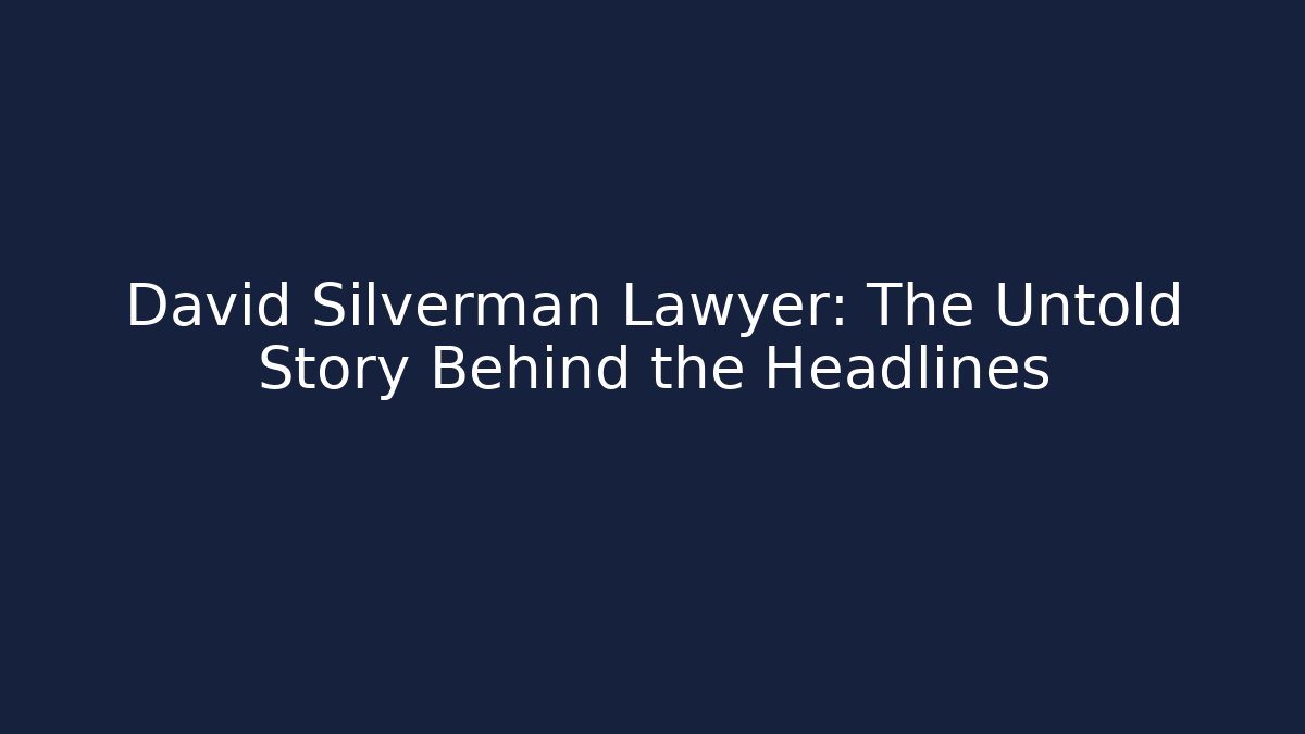 David Silverman Lawyer: The Untold Story Behind the Headlines