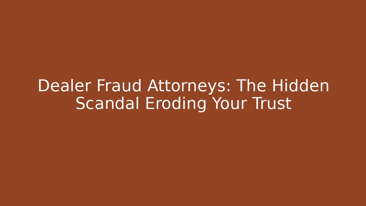 Dealer Fraud Attorneys: The Hidden Scandal Eroding Your Trust - WealthxGroup