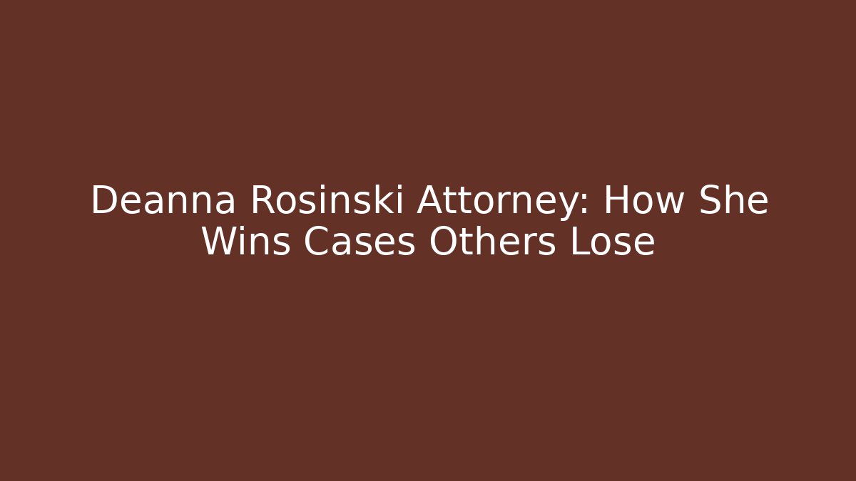 Deanna Rosinski Attorney: How She Wins Cases Others Lose
