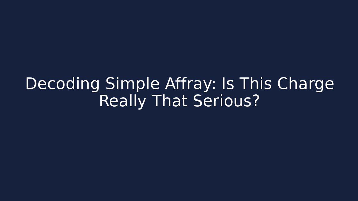 Decoding Simple Affray: Is This Charge Really That Serious?