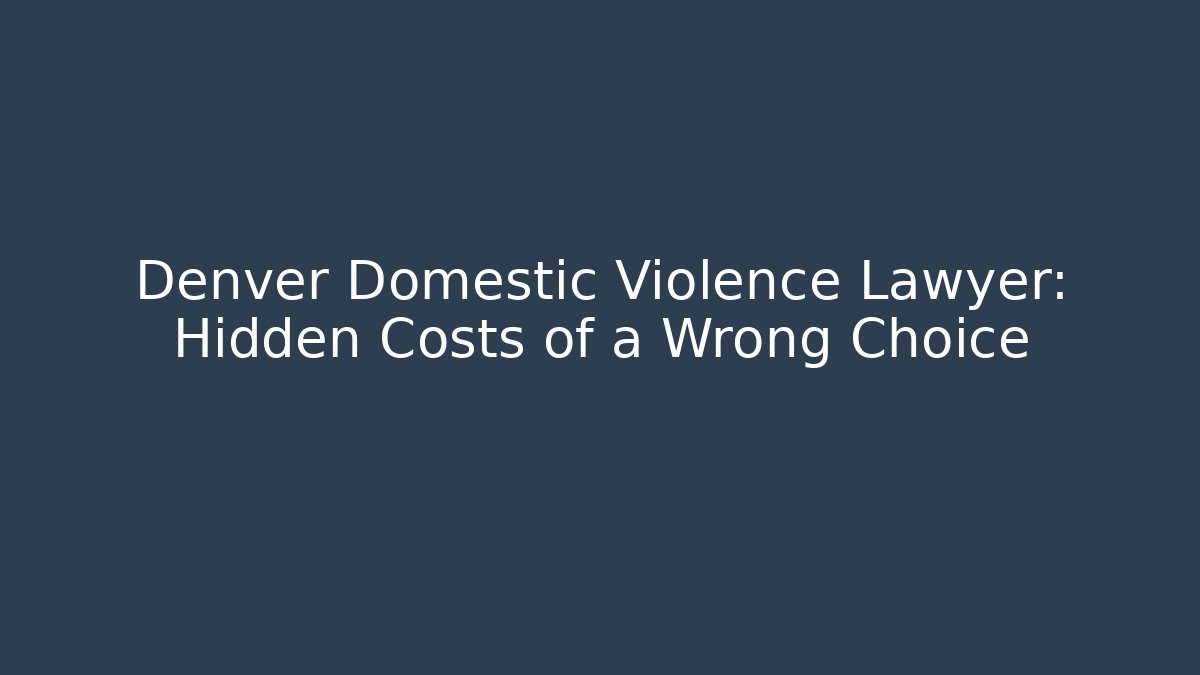 Denver Domestic Violence Lawyer: Hidden Costs of a Wrong Choice
