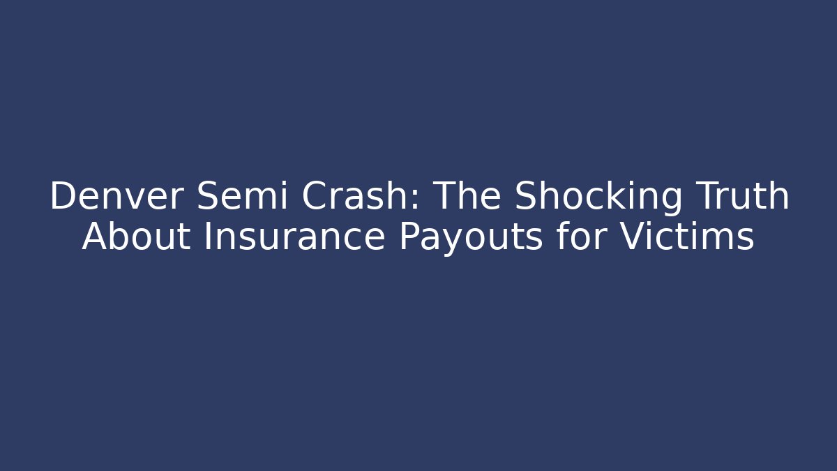Denver Semi Crash: The Shocking Truth About Insurance Payouts for Victims