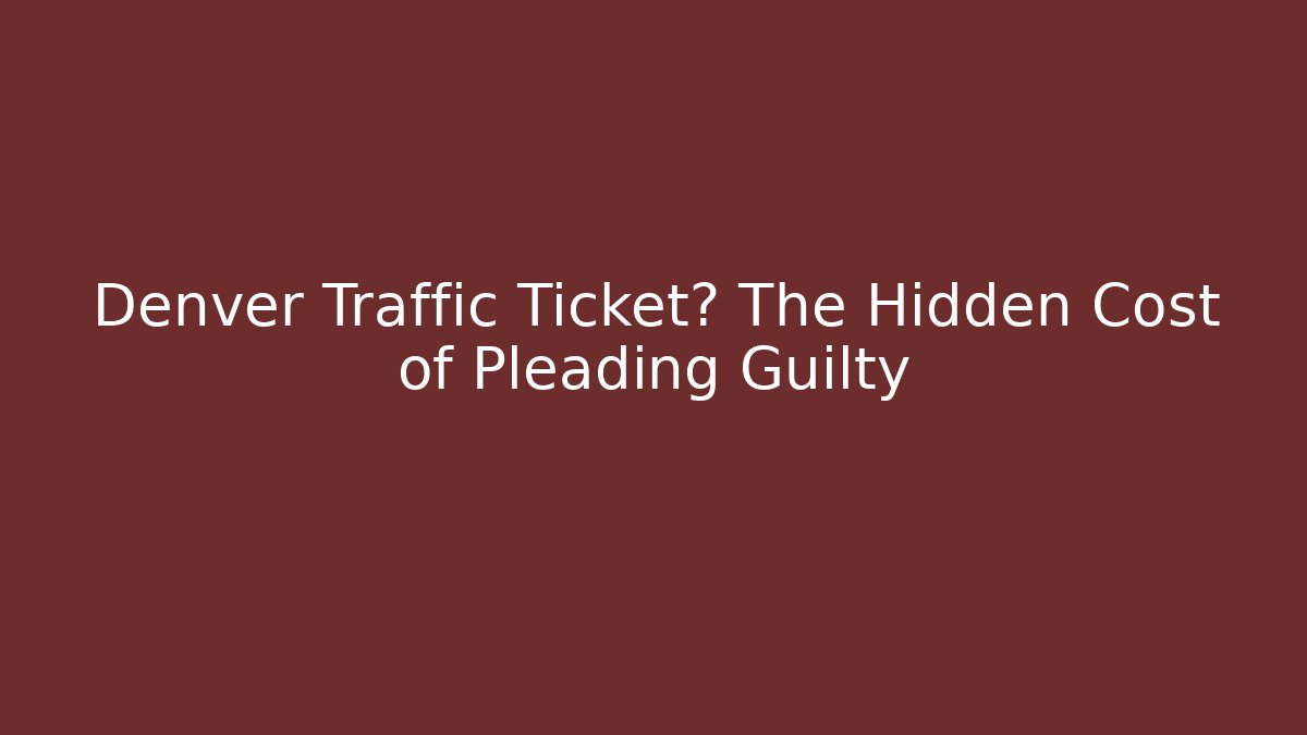 Denver Traffic Ticket? The Hidden Cost of Pleading Guilty