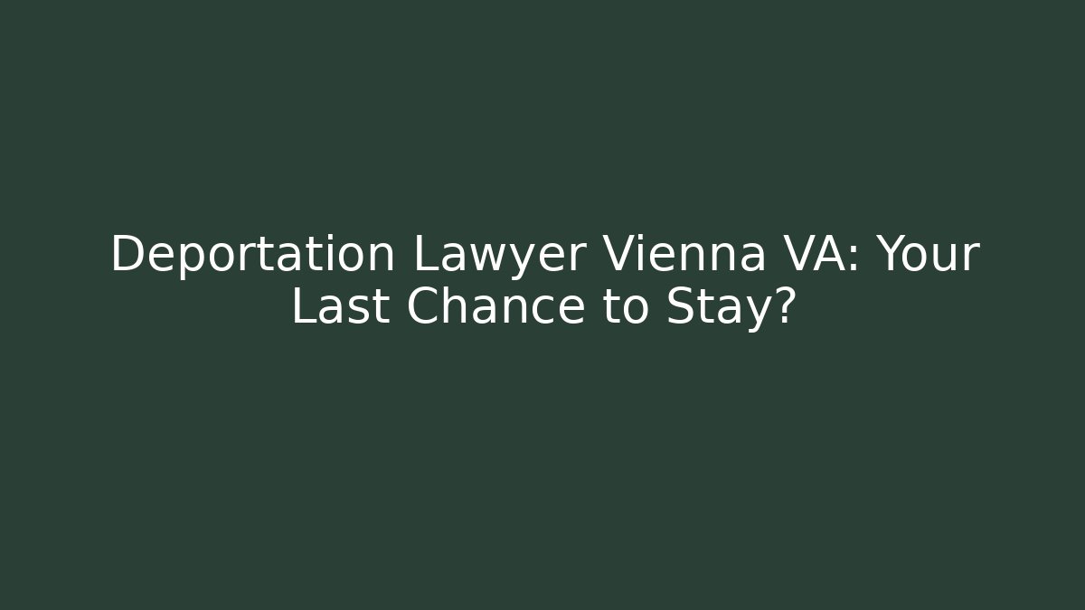 Deportation Lawyer Vienna VA: Your Last Chance to Stay?