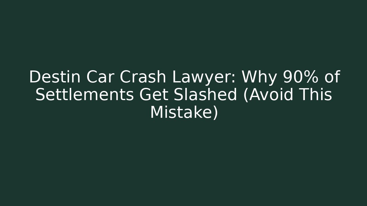 Destin Car Crash Lawyer: Why 90% of Settlements Get Slashed (Avoid This Mistake) - WealthxGroup