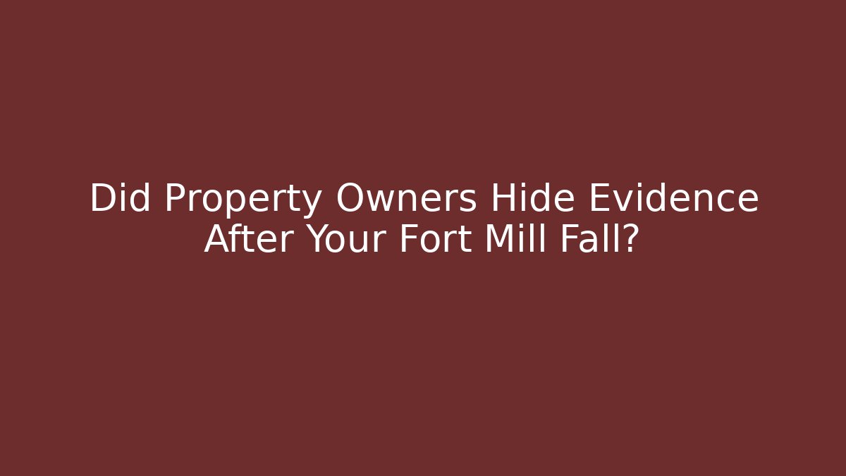 Did Property Owners Hide Evidence After Your Fort Mill Fall? - WealthxGroup