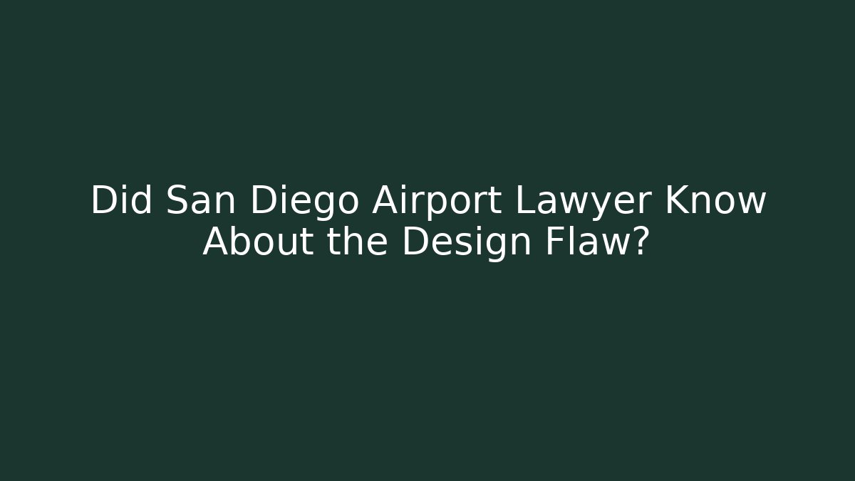 Did San Diego Airport Lawyer Know About the Design Flaw?