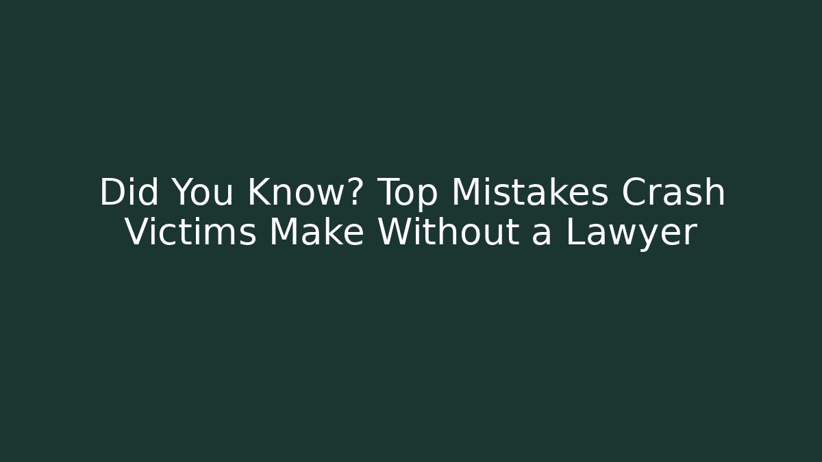 Did You Know? Top Mistakes Crash Victims Make Without a Lawyer