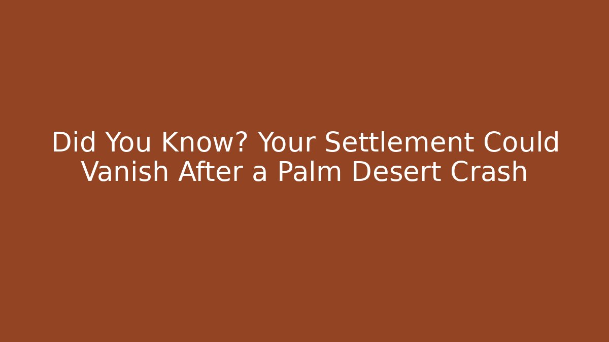Did You Know? Your Settlement Could Vanish After a Palm Desert Crash