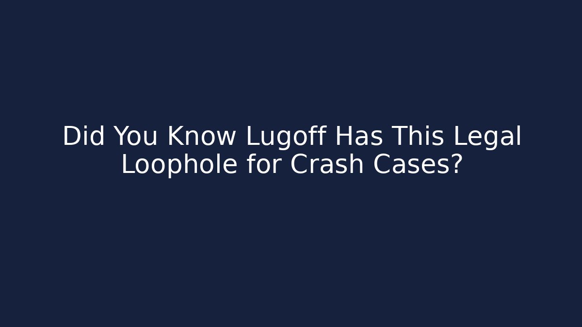 Did You Know Lugoff Has This Legal Loophole for Crash Cases? - WealthxGroup
