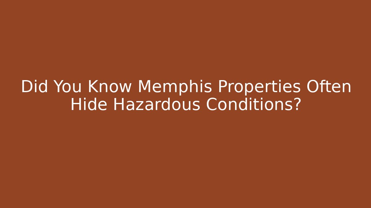 Did You Know Memphis Properties Often Hide Hazardous Conditions?