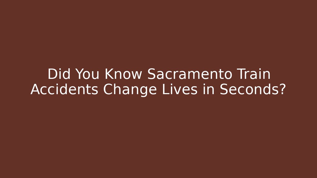 Did You Know Sacramento Train Accidents Change Lives in Seconds?