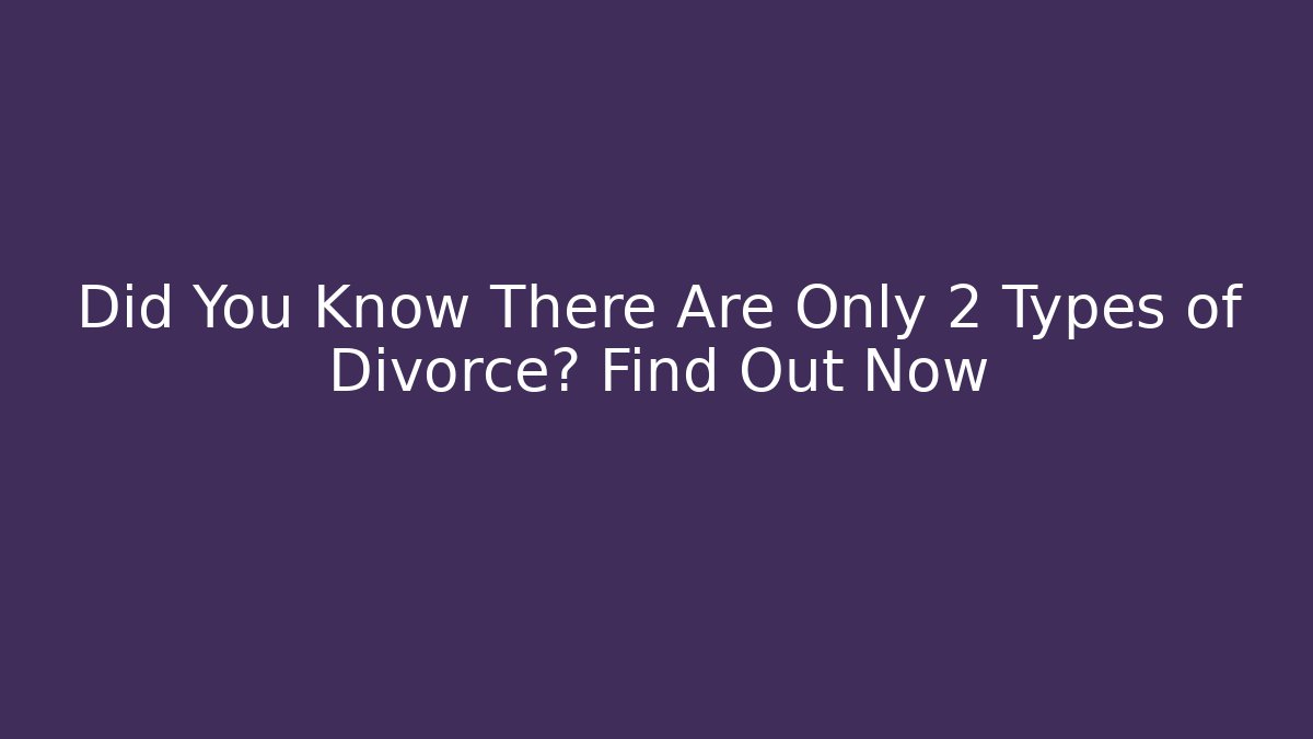 Did You Know There Are Only 2 Types of Divorce? Find Out Now