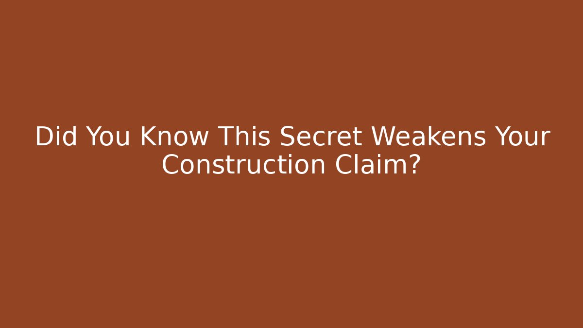 Did You Know This Secret Weakens Your Construction Claim?