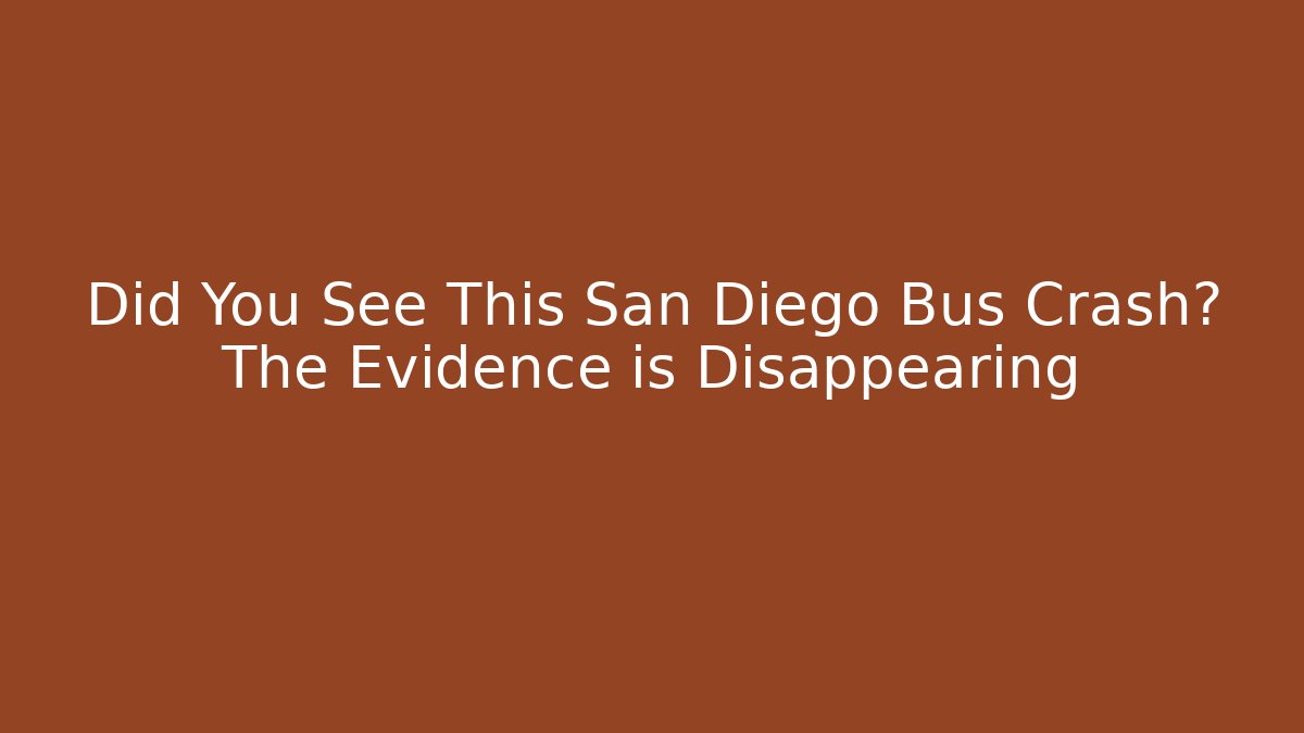 Did You See This San Diego Bus Crash? The Evidence is Disappearing - WealthxGroup