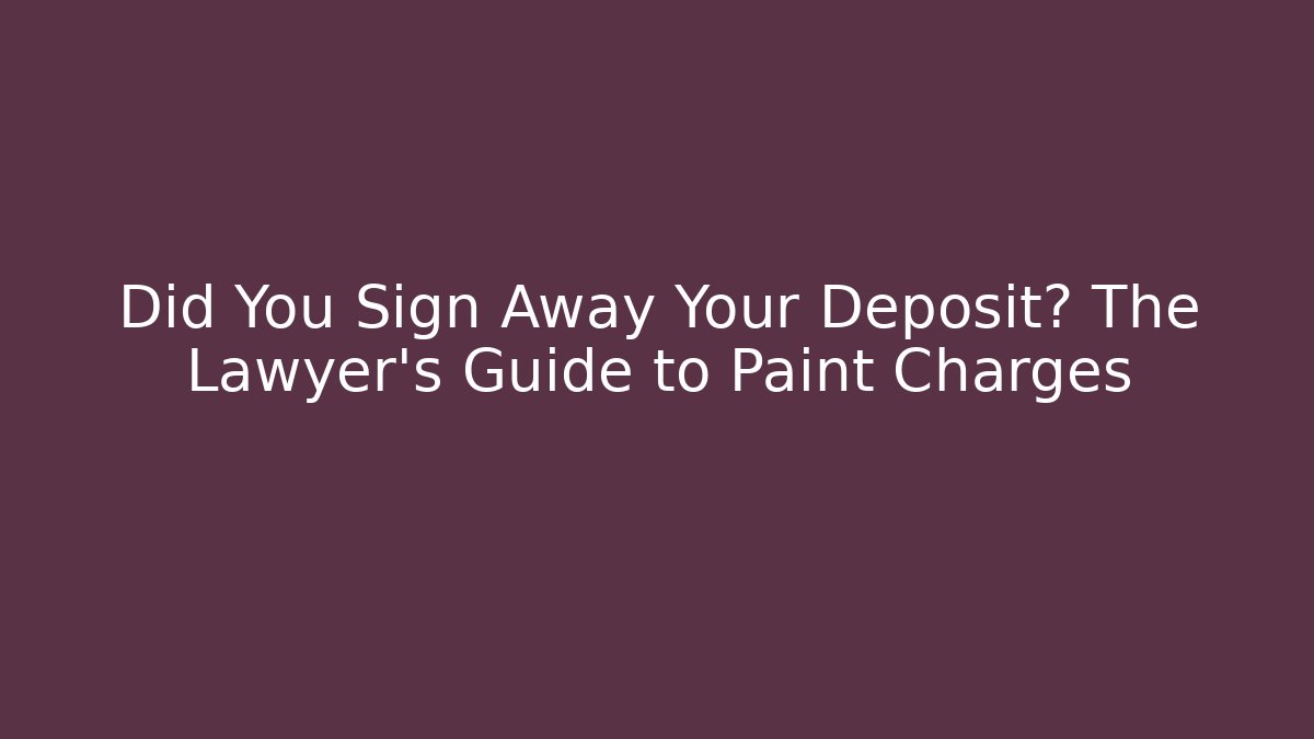 Did You Sign Away Your Deposit? The Lawyer’s Guide to Paint Charges